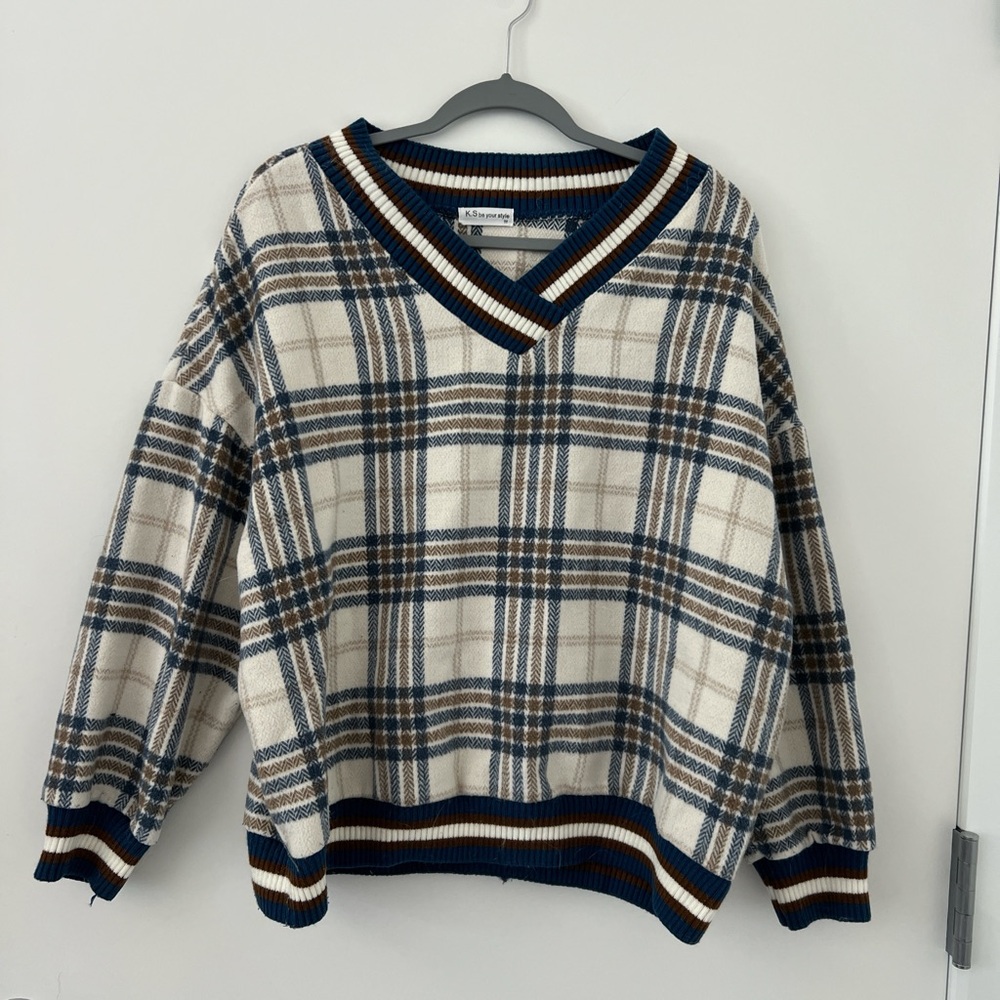 Plaid V-Neck Sweater